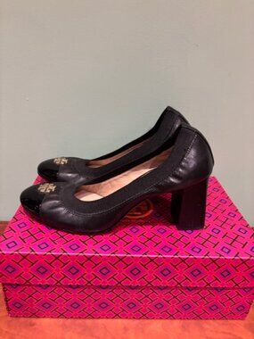 Tory Burch Jolie Women Leather Pumps Black Size 7.5M